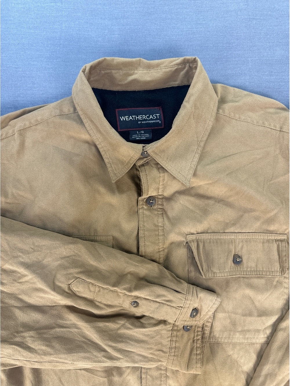 Weathercast Men's Large Brown Polyester Nylon Fleece Lined Button-Up Shirt